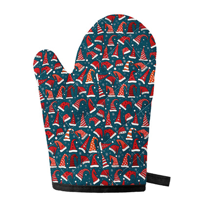 Christmas Santa Hats Pattern Print Single Oven Mitt