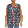 Christmas Santa Hats Pattern Print Sleeveless Baseball Jersey