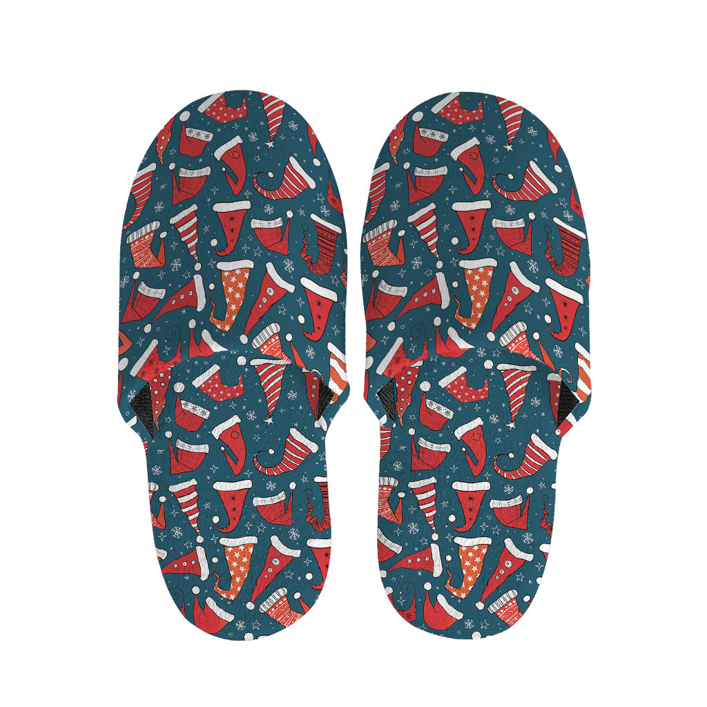 Christmas Santa Hats Pattern Print Slippers