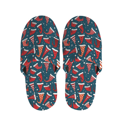 Christmas Santa Hats Pattern Print Slippers