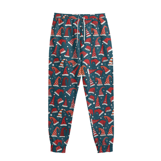 Christmas Santa Hats Pattern Print Sweatpants