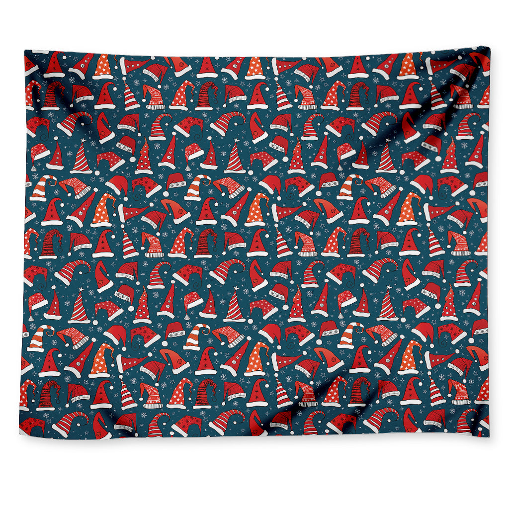 Christmas Santa Hats Pattern Print Tapestry