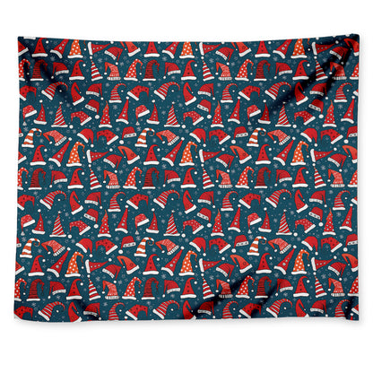 Christmas Santa Hats Pattern Print Tapestry