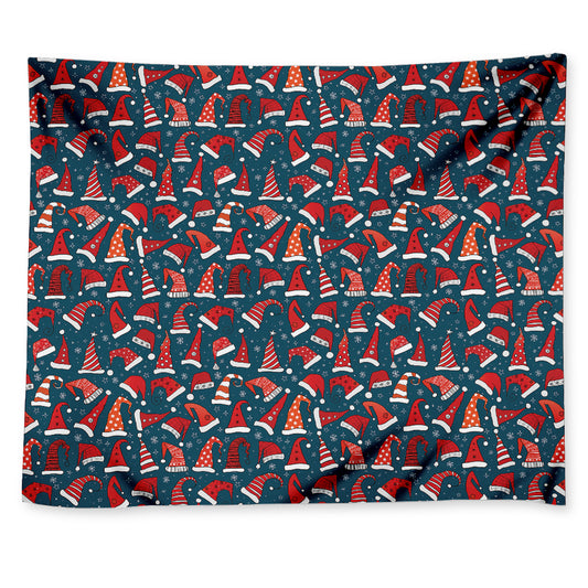 Christmas Santa Hats Pattern Print Tapestry