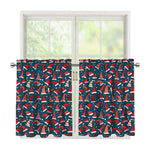 Christmas Santa Hats Pattern Print Tier Curtains
