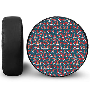 Christmas Santa Hats Pattern Print Tire Cover