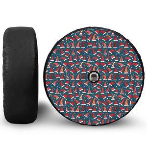 Christmas Santa Hats Pattern Print Tire Cover With Camera Hole