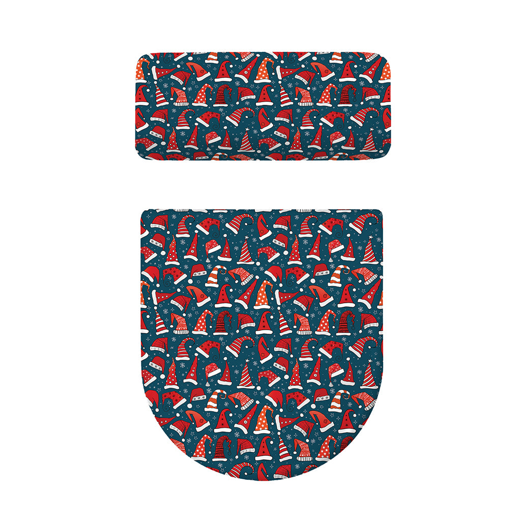 Christmas Santa Hats Pattern Print Toilet Lid And Tank Cover Set