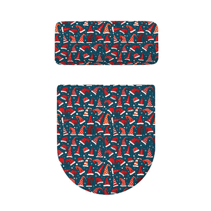 Christmas Santa Hats Pattern Print Toilet Lid And Tank Cover Set