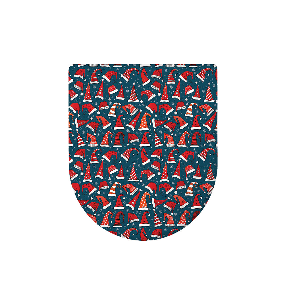 Christmas Santa Hats Pattern Print Toilet Lid Cover
