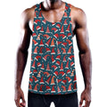 Christmas Santa Hats Pattern Print Men's Workout Tank Top