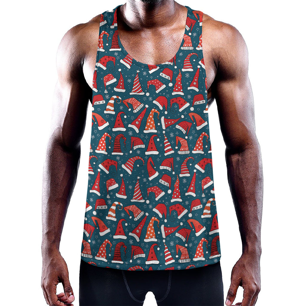 Christmas Santa Hats Pattern Print Training Tank Top