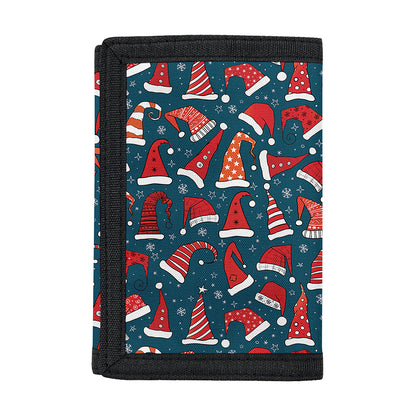 Christmas Santa Hats Pattern Print Trifold Wallet