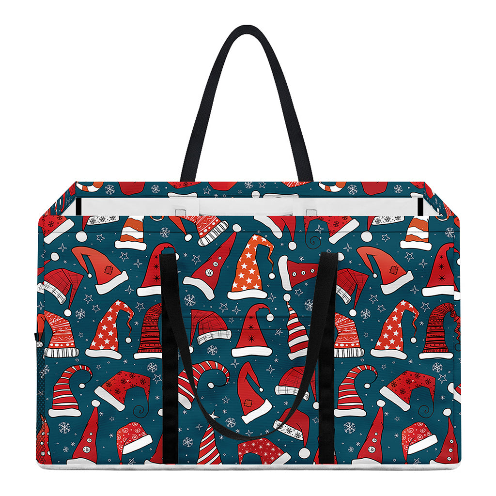 Christmas Santa Hats Pattern Print Utility Tote Bag
