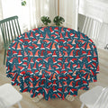 Christmas Santa Hats Pattern Print Waterproof Round Tablecloth
