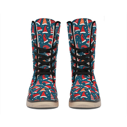 Christmas Santa Hats Pattern Print Winter Boots