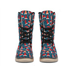 Christmas Santa Hats Pattern Print Winter Boots