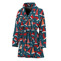 Christmas Santa Hats Pattern Print Women's Bathrobe