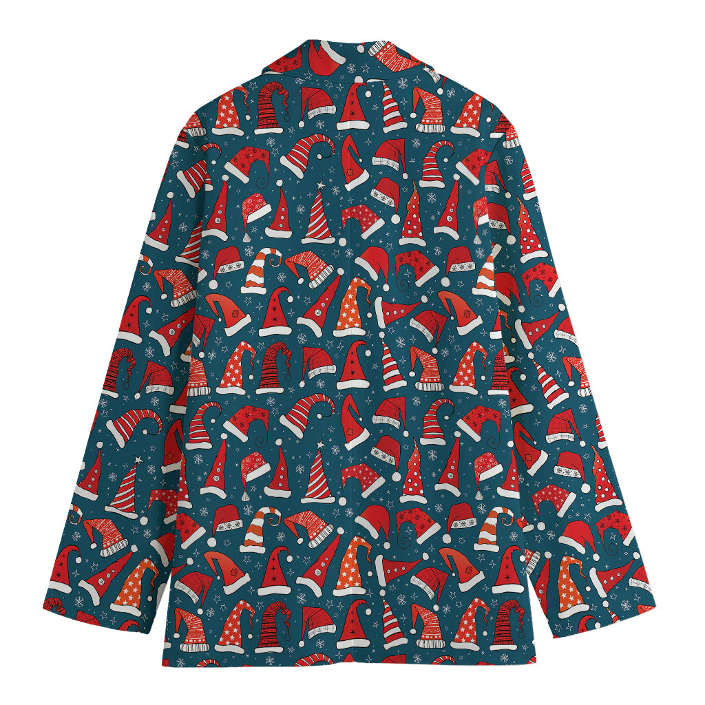 Christmas Santa Hats Pattern Print Women's Blazer