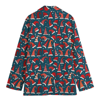Christmas Santa Hats Pattern Print Women's Blazer
