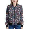 Christmas Santa Hats Pattern Print Women's Bomber Jacket