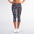 Christmas Santa Hats Pattern Print Women's Capri Leggings
