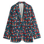Christmas Santa Hats Pattern Print Women's Cotton Blazer