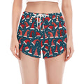Christmas Santa Hats Pattern Print Women's Split Running Shorts