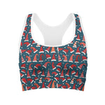 Christmas Santa Hats Pattern Print Women's Sports Bra