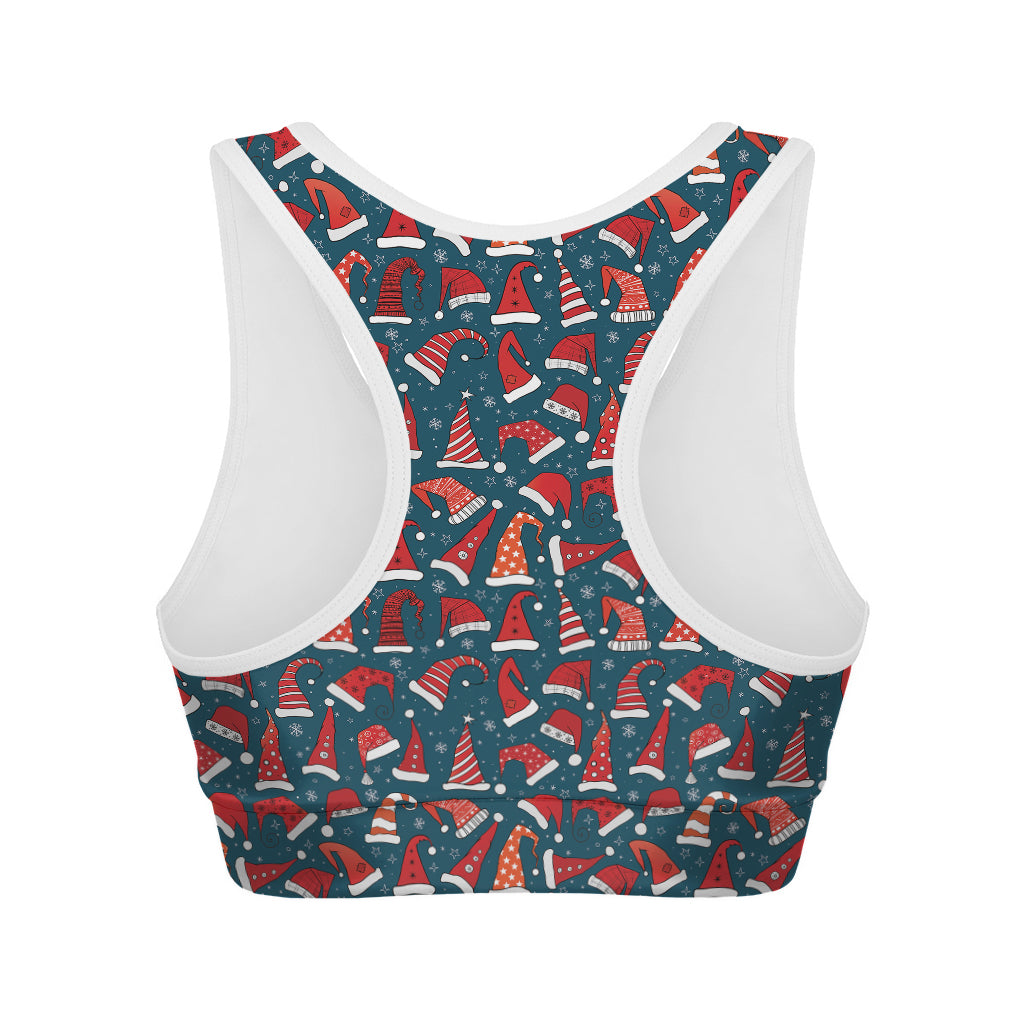Christmas Santa Hats Pattern Print Women's Sports Bra