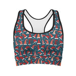 Christmas Santa Hats Pattern Print Women's Sports Bra