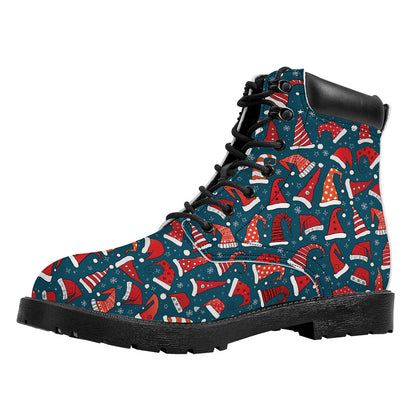 Christmas Santa Hats Pattern Print Work Boots