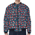 Christmas Santa Hats Pattern Print Zip Sleeve Bomber Jacket