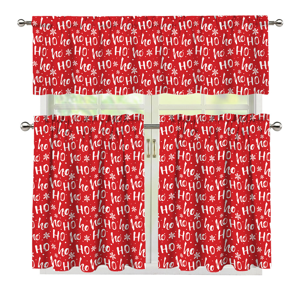 Christmas Santa Laugh Pattern Print 3 Piece Kitchen Curtains