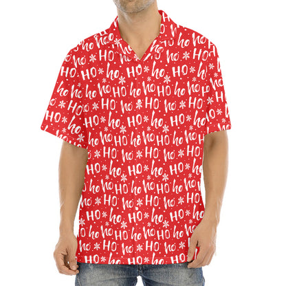 Christmas Santa Laugh Pattern Print Aloha Shirt