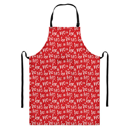 Christmas Santa Laugh Pattern Print Bib Apron With Pocket