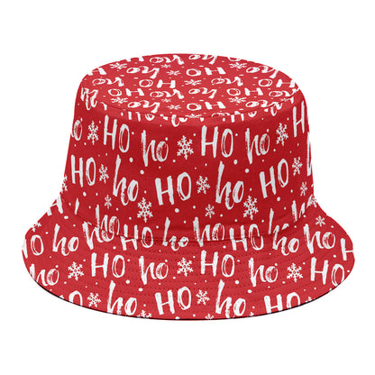 Christmas Santa Laugh Pattern Print Bucket Hat