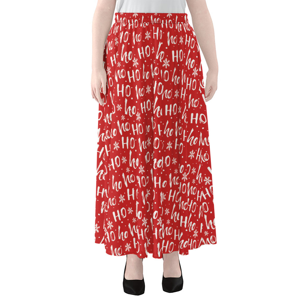 Christmas Santa Laugh Pattern Print Chiffon Maxi Skirt