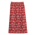 Christmas Santa Laugh Pattern Print Cotton Front Slit Maxi Skirt