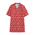 Christmas Santa Laugh Pattern Print Cotton Hawaiian Shirt
