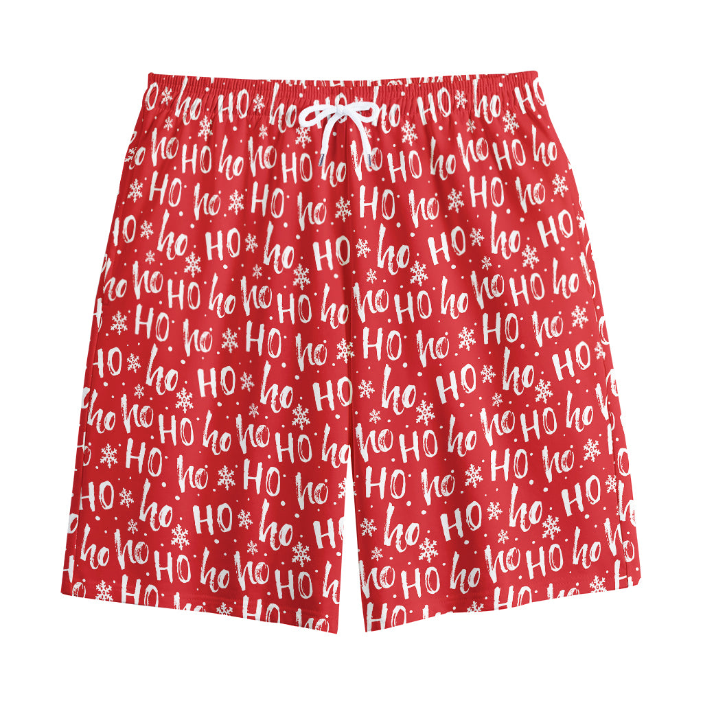 Christmas Santa Laugh Pattern Print Cotton Shorts