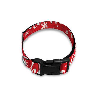 Christmas Santa Laugh Pattern Print Dog Collar