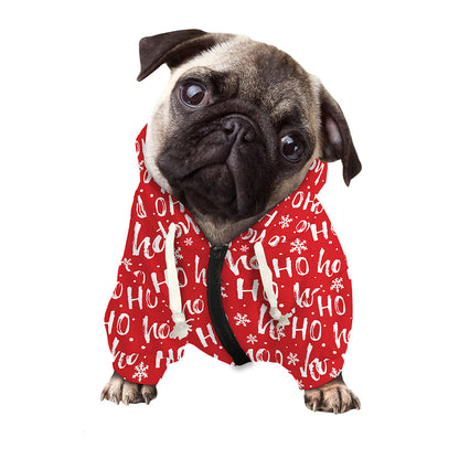 Christmas Santa Laugh Pattern Print Dog Zip Up Hoodie