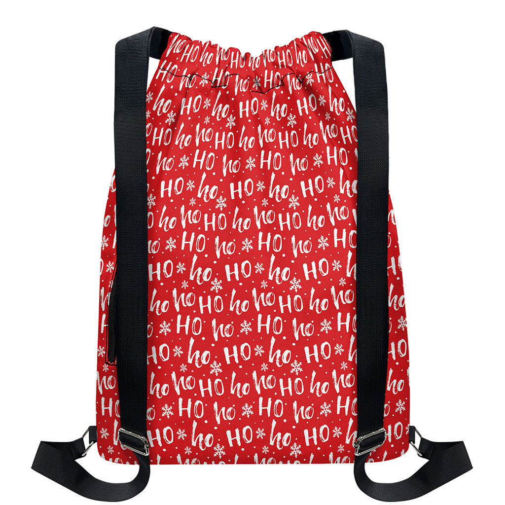 Christmas Santa Laugh Pattern Print Drawstring Backpack