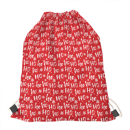 Christmas Santa Laugh Pattern Print Drawstring Bag
