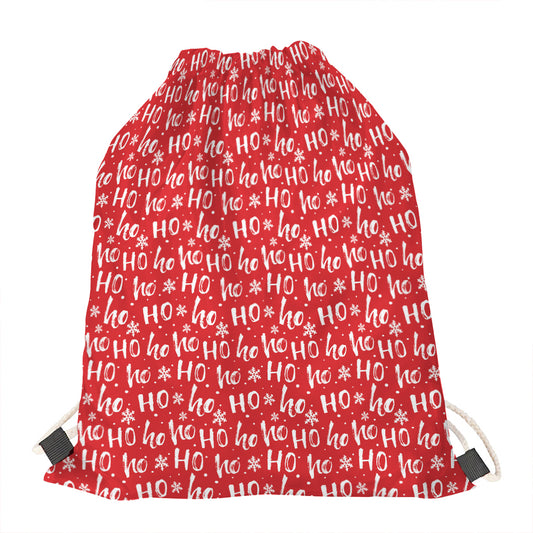 Christmas Santa Laugh Pattern Print Drawstring Bag