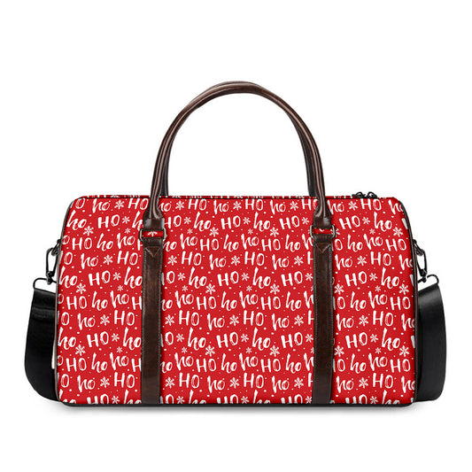 Christmas Santa Laugh Pattern Print Duffle Bag