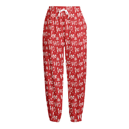 Christmas Santa Laugh Pattern Print Fleece Lined Knit Pants