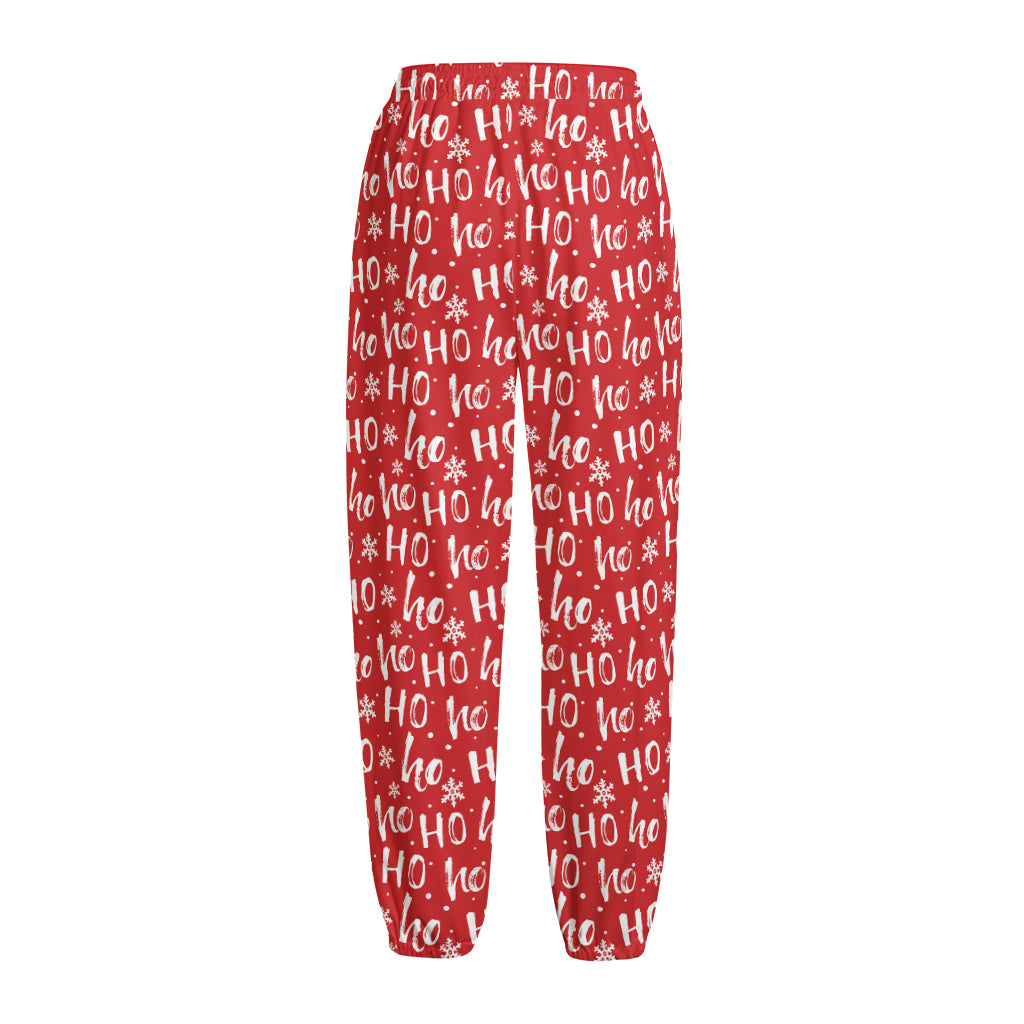 Christmas Santa Laugh Pattern Print Fleece Lined Knit Pants