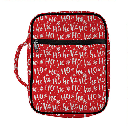 Christmas Santa Laugh Pattern Print Front Pocket Bible Bag